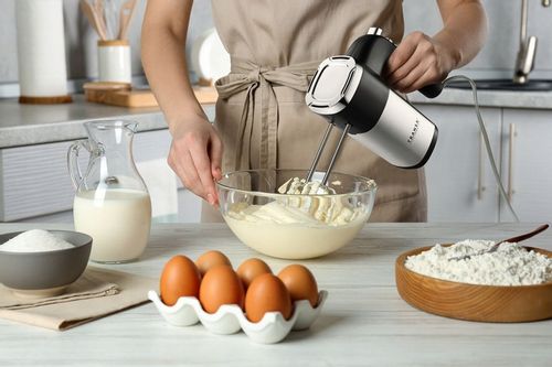 Mikser ręczny 5 biegów tryb TURBO Zestaw 4 mieszadła Organizer TRANSA 900W na Arena.pl