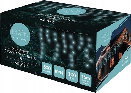 LAMPKI CHOINKOWE ŚWIĄTECZNE SOPLE Z EFEKTEM FLASH ZEWNĘTRZNE 15M 500 LED na Arena.pl