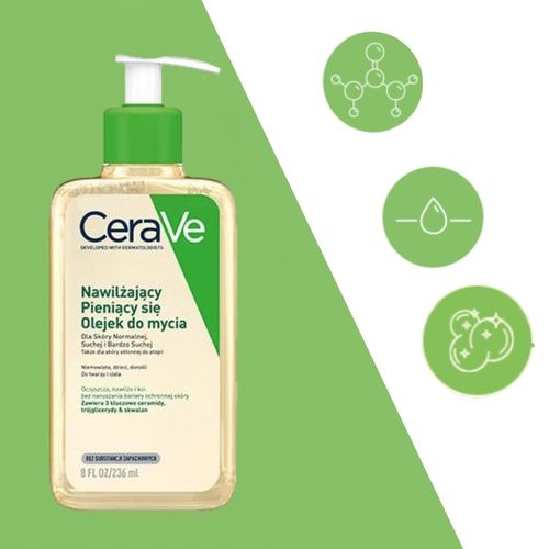 CeraVe Zestaw Olejek Nawilżający Pieniący Się 236ml Żel Oczyszczający 236ml na Arena.pl