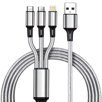 Uniwersalny Kabel Przewód USB 3w1 Lightning Micro-USB USB C 120cm Iphone