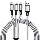 Uniwersalny Kabel Przewód USB 3w1 Lightning Micro-USB USB C 120cm Iphone