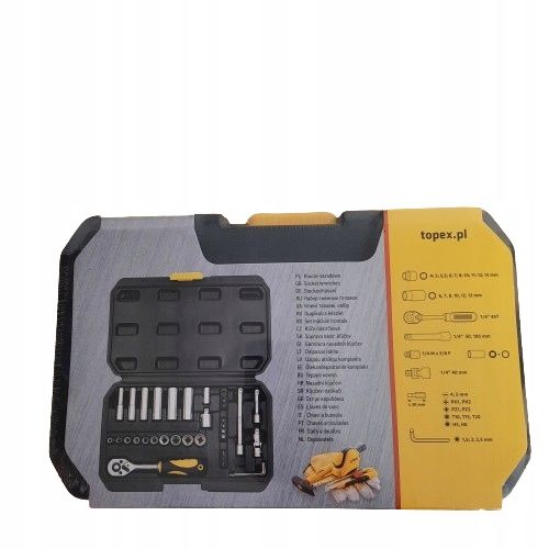 KLUCZE NASADOWE ZESTAW Z WALIZKĄ 1/4" 36 szt. TOPEX 38D669 na Arena.pl