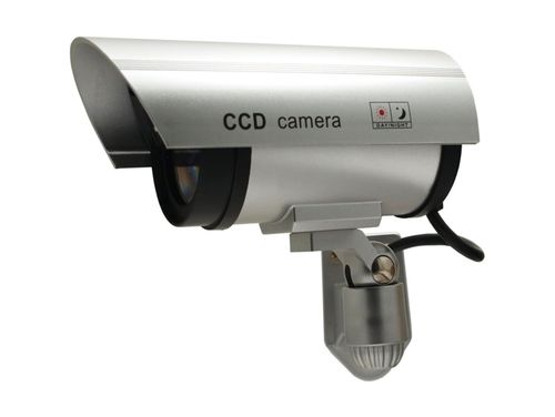 Kamera atrapa led monitoring zewnętrzna ścienna z diodą migająca srebrny na Arena.pl