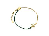 Bransoletka szczęścia celebrytka krzyżyk krzyż cross bawełna cyrkonie srebro 925 Z1664BG_DG