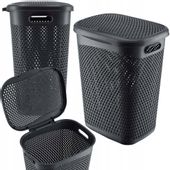 KADAX Kosz Na Pranie Bieliznę Z Pokrywą Pojemnik Duży 55L Szary