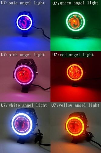 2Xhalogen Motocyklowy U7 +Ring Blue+Włącznik Black na Arena.pl