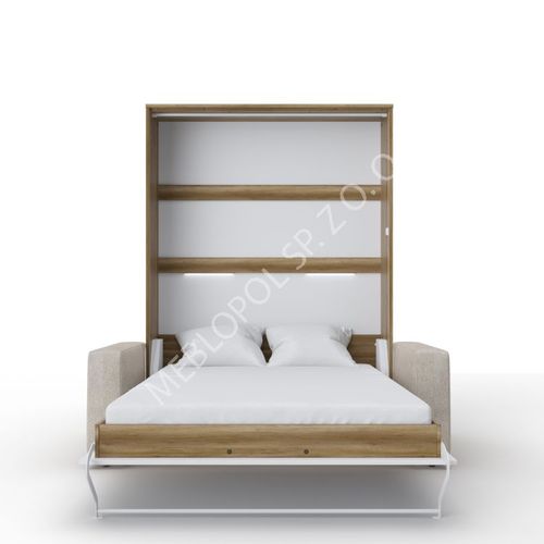 Półkotapczan MEBLOPOL 140V pionowy z sofą dąb/biały połysk z LED na Arena.pl