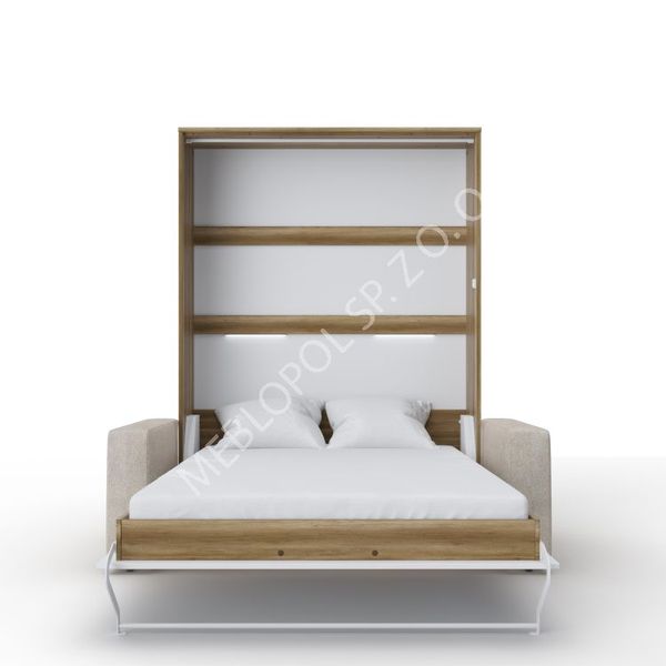 Półkotapczan MEBLOPOL 140V pionowy z sofą dąb/biały połysk z LED zdjęcie 2