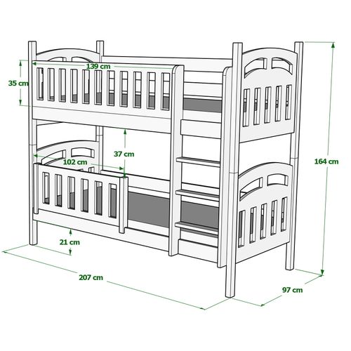 Łóżko 2- osobowe Zuzia Piętrowa pod materac 90x190 na Arena.pl