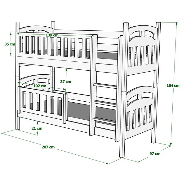 Łóżko 2- osobowe Zuzia Piętrowa pod materac 90x190 zdjęcie 3