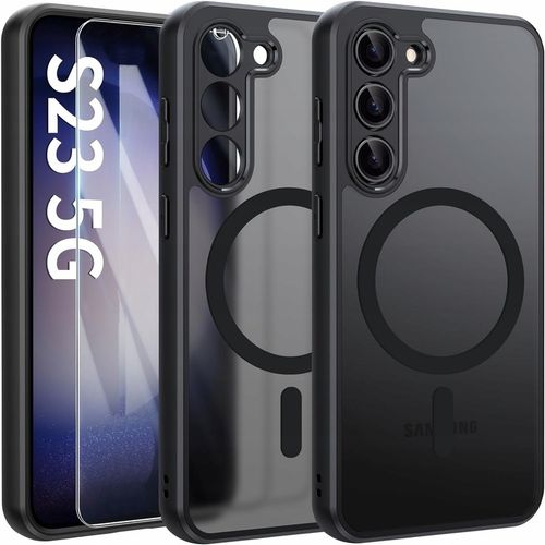 Etui do SAMSUNG S23 5G do MagSafe CZARNY MAT Szkło z czytnikiem linii na Arena.pl