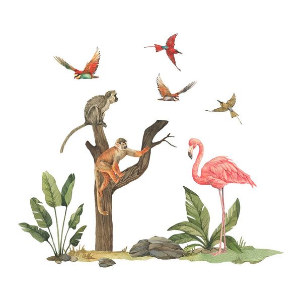 Naklejki Zestaw Flaming, Małpy, Ptaki DK433 XL zdjęcie 3