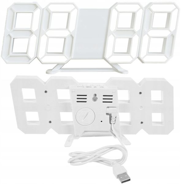4w1 Zegar cyfrowy LED 3D ścienny stojący budzik termometr data alarm zdjęcie 1
