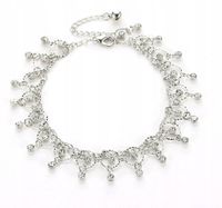 Bransoletka Na Nogę Dzwoneczek Kryształki Srebrna Zawieszka Ozdoba Cekiny