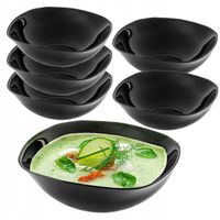 SALATERKA MISKA 19cm SZKLANA MISKI DO ZUPY PRZEKĄSEK ZESTAW CZARNY 6 szt