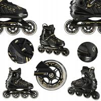 Łyżworolki Regulowane XL (43-45) ABEC-7 – Czarno-Złote z aluminiową płozą