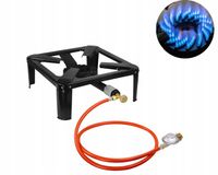 PALNIK GAZOWY TABORET ŻELIWNY KUCHENKA 40x40cm 8kW ZESTAW WĄŻ REDUKTOR