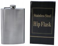 Metalowa Piersiówka Klasyczna Płaska Srebrna Stal Nierdzewna 300ml