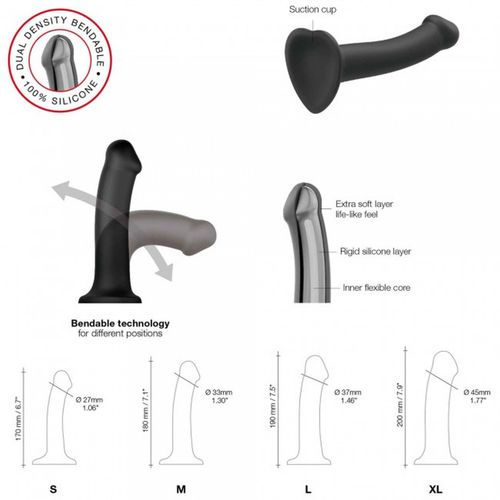 semi realistic dual density bendable dildo black   m na Arena.pl