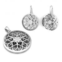 SREBRNY KOMPLET PRZESTRZENNY KOŁO Z CYRKONIAMI SREBRO PRÓBY 925