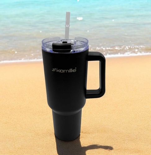 stalowy kubek termiczny termos 1200ml z rączką i słomką km-2172 na Arena.pl