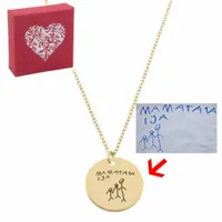 Naszyjnik STAL chirurgiczna złoty grawer RYSUNEK DZIECKA / Twój podpis
