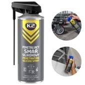 K2 Smar Silikonowy Syntetyczny Spray 400ml Ochrona Przed Wilgocią i Tarciem
