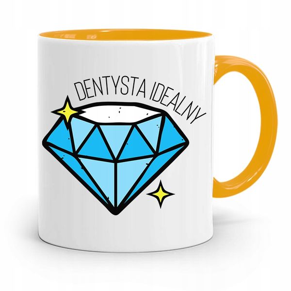Kubek Żółty Prezent Dentysty Dentysta Idealny Z Nadrukiem Ze Zdjęciem zdjęcie 1
