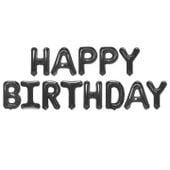 Balon foliowy Happy Birthday czarny