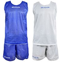 Komplet strój koszykarski spodenki + koszulka Givova Double niebiesko-biały XL