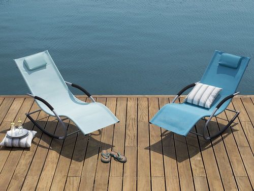 Leżak ogrodowy błękitny CARANO na Arena.pl