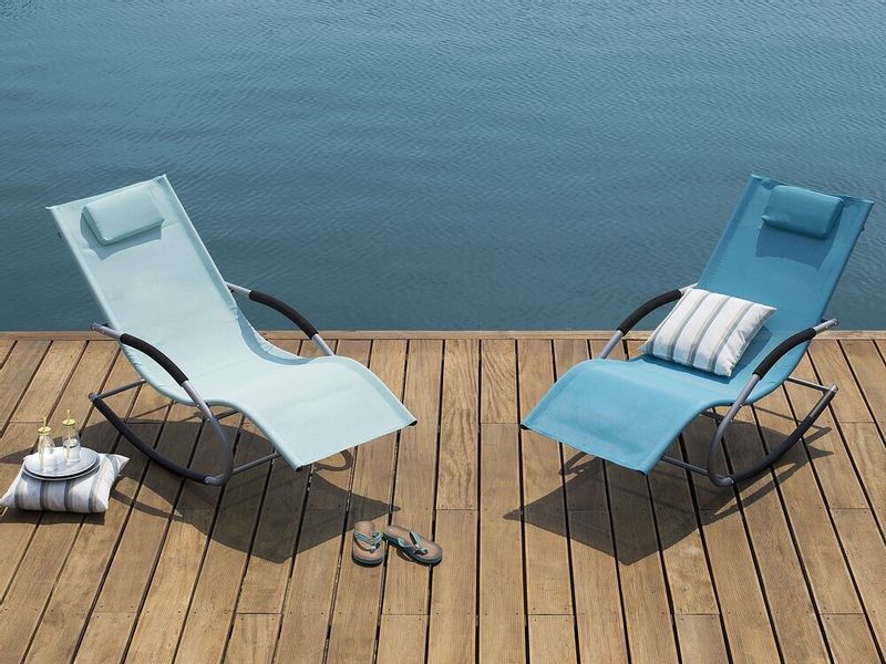 Leżak ogrodowy błękitny CARANO zdjęcie 2