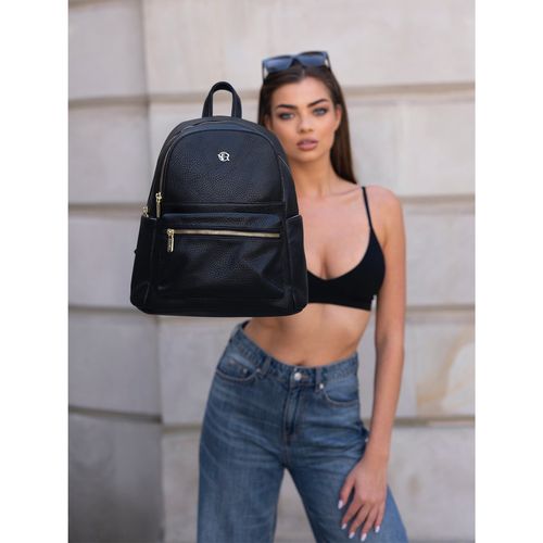 czarny plecak damski skóra ekologiczna z kieszeniami - rovicky na Arena.pl