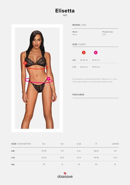 Komplet Biustonosz Stringi Obsessive Elisetta L/Xl zdjęcie 7