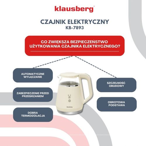 Czajnik elektryczny Klausberg KB-7893 szklany LED 1L Programy temperatury na Arena.pl