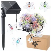 Lampki LED ogrodowe solarne ledowe kwiatki 7m 50LED multikolor