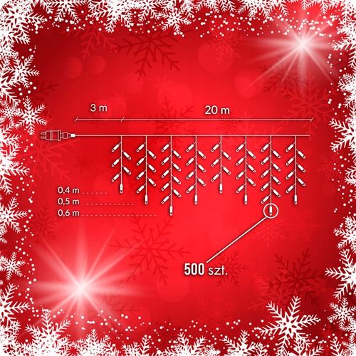 SOPLE 500 LED LAMPKI MULTIKOLOR + FLASH 23m GIRLANDA Świąteczna Kurtyna na Arena.pl