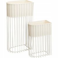 ZESTAW 2 METALOWYCH KWIETNIKÓW 30 X 20 X 60 CM 28 X 17.5 X 43 CM BEŻOWY