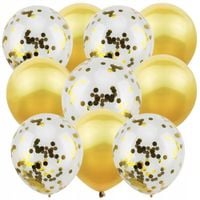 balony złote konfetti urodziny zestaw dekoracji 10szt ozdoby na eventy