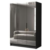 Szafa CALPE III 150 cm z lustrem-pojemna garderoba-CZARNY+CZARNY
