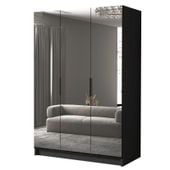 Szafa CALPE III 150 cm z lustrem-pojemna garderoba-CZARNY+CZARNY