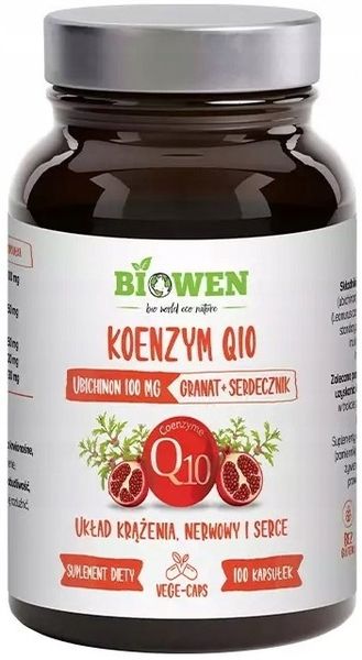 Biowen Koenzym Q10 100 mg 100 kapsułek Ubichinon 100 mg granat serdecznik zdjęcie 1