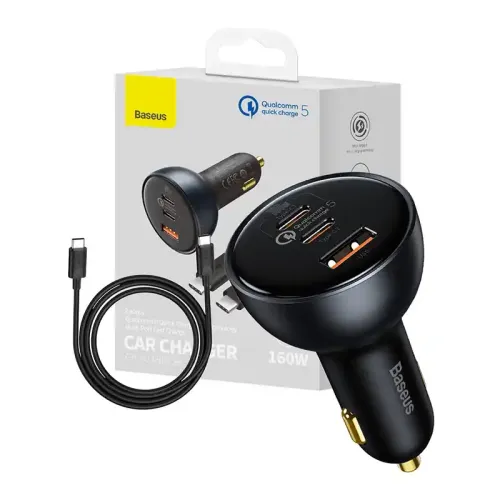 ładowarka samochodowa baseus qualcomm, usb, 2x usb-c, 160w (szara) na Arena.pl
