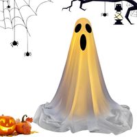 Stojący Straszny Duch Świecąca Dekoracja Halloween 85 cm Biały