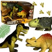 zestaw 3 dinozaurów trzy figurki różne rodzaje drzewko zestaw dla