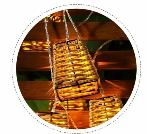 lampa solarna GIRLANDA 10ciepych LED dekoracja taras balkon koszyczek P-725 zdjęcie 2