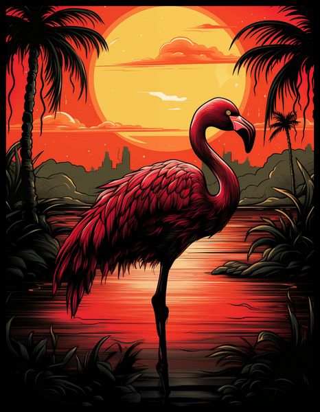 Plakat 50x65cm Flaming nad Wodą zdjęcie 2