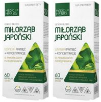 Medica Herbs Miłorząb japoński Ginko Biloba 2x60 kaps. Skrzepy krwi Pamięć