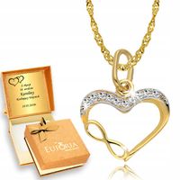 Złoty Łańcuszek 585 Wisiorek Serce Nieskończoność