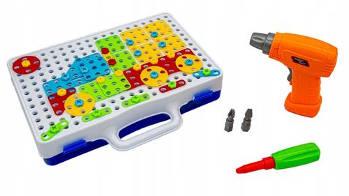 WKRĘTARKA ZESTAW KONSTRUKCYJNY dla dzieci ŚRUBKI 3D Kolorowe klocki Kuferek na Arena.pl